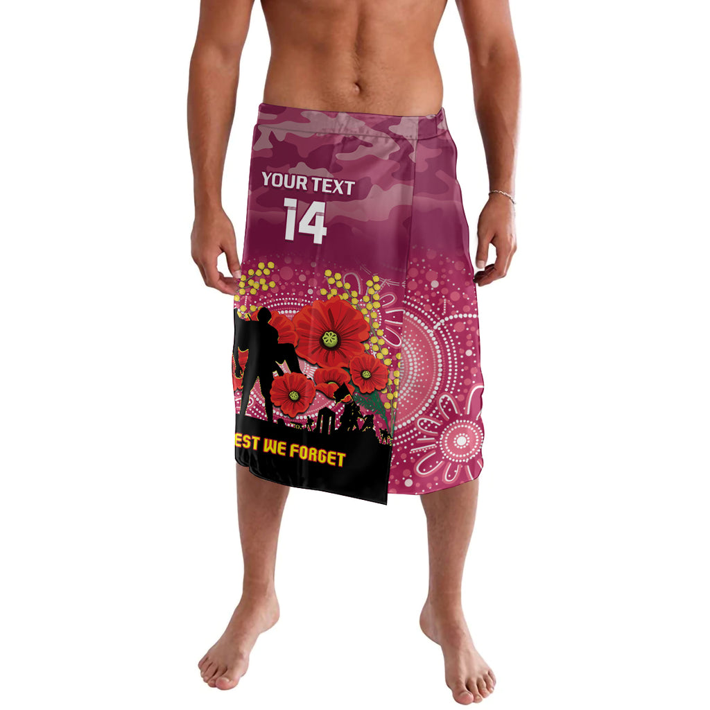 Custom Lions Football ANZAC Lavalava Gallipoli Camouflage With Poppies