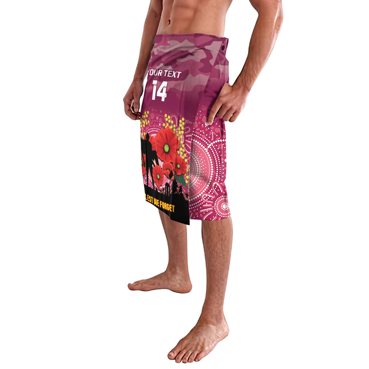 Custom Lions Football ANZAC Lavalava Gallipoli Camouflage With Poppies