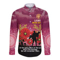 Custom Lions Football ANZAC Long Sleeve Button Shirt Gallipoli Camouflage With Poppies