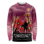 Custom Lions Football ANZAC Long Sleeve Shirt Gallipoli Camouflage With Poppies