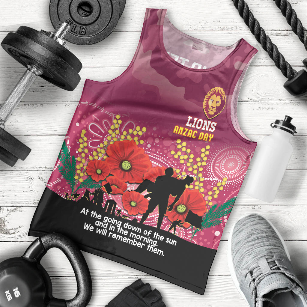 Custom Lions Football ANZAC Men Tank Top Gallipoli Camouflage With Poppies