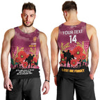 Custom Lions Football ANZAC Men Tank Top Gallipoli Camouflage With Poppies