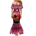 Custom Lions Football ANZAC Mermaid Dress Gallipoli Camouflage With Poppies