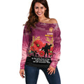Custom Lions Football ANZAC Off Shoulder Sweater Gallipoli Camouflage With Poppies