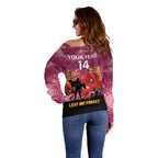 Custom Lions Football ANZAC Off Shoulder Sweater Gallipoli Camouflage With Poppies