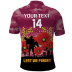 Custom Lions Football ANZAC Polo Shirt Gallipoli Camouflage With Poppies