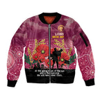 Custom Lions Football ANZAC Sleeve Zip Bomber Jacket Gallipoli Camouflage With Poppies