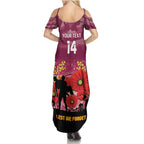 Custom Lions Football ANZAC Summer Maxi Dress Gallipoli Camouflage With Poppies