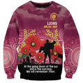 Custom Lions Football ANZAC Sweatshirt Gallipoli Camouflage With Poppies