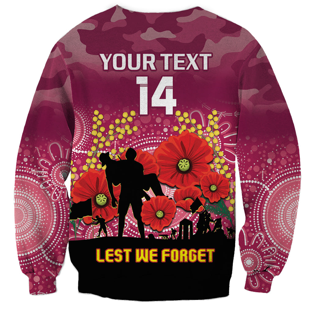 Custom Lions Football ANZAC Sweatshirt Gallipoli Camouflage With Poppies