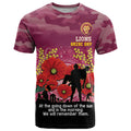 Custom Lions Football ANZAC T Shirt Gallipoli Camouflage With Poppies