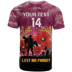 Custom Lions Football ANZAC T Shirt Gallipoli Camouflage With Poppies