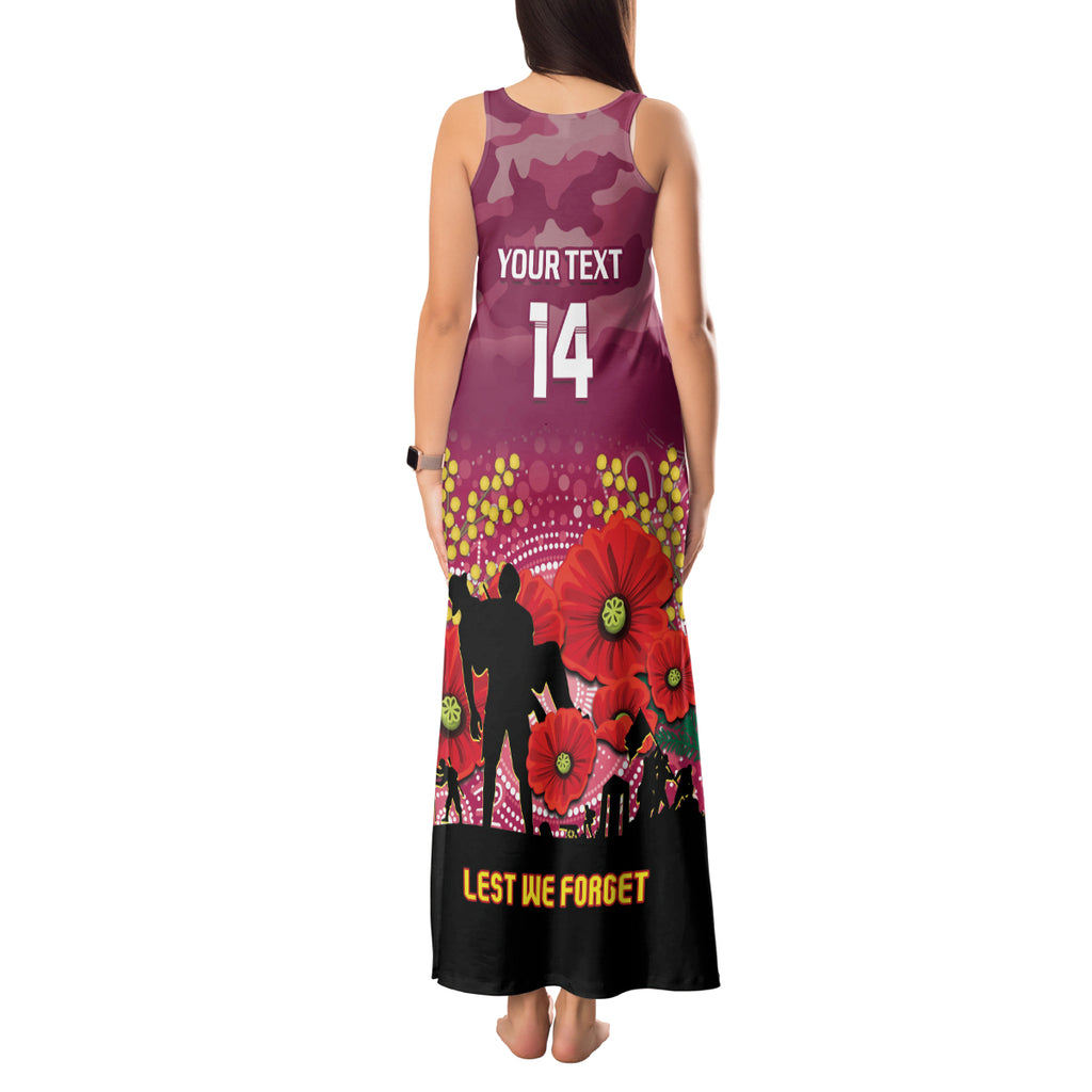 Custom Lions Football ANZAC Tank Maxi Dress Gallipoli Camouflage With Poppies
