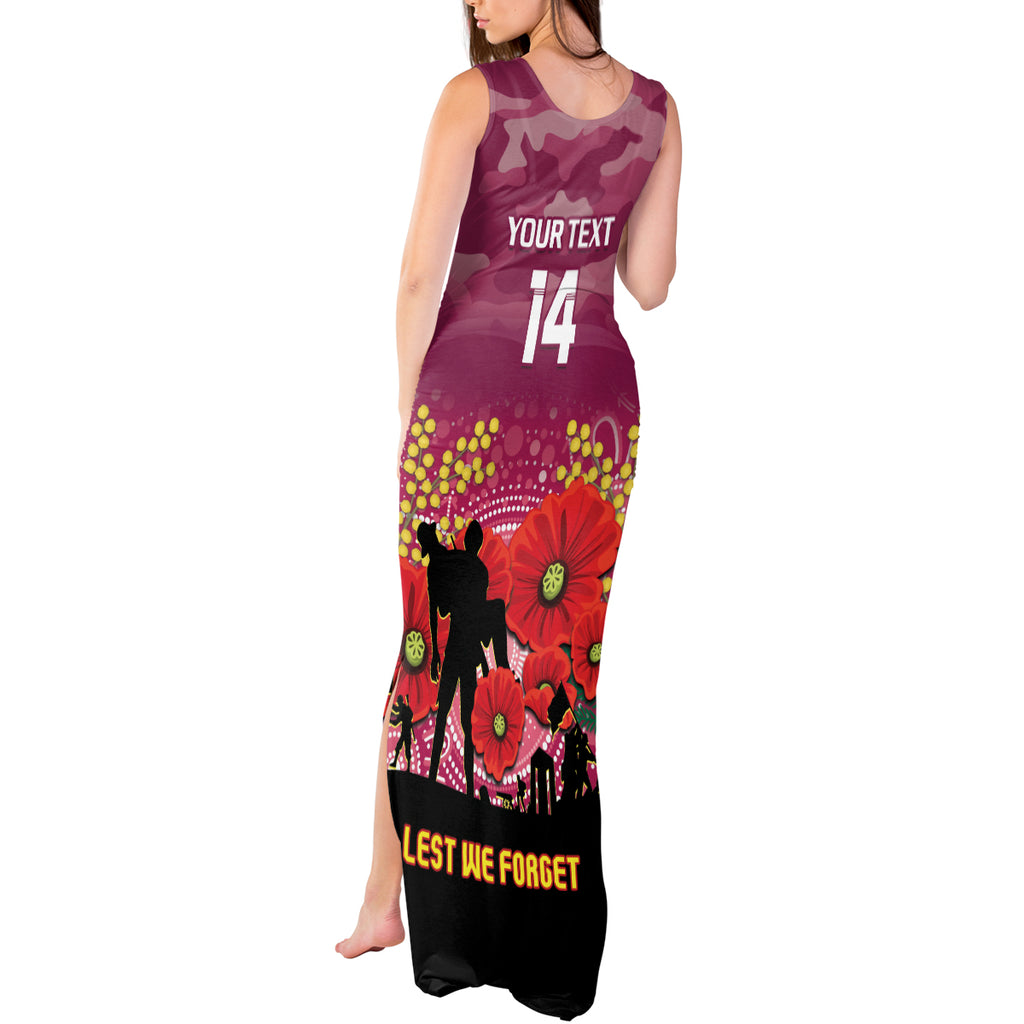Custom Lions Football ANZAC Tank Maxi Dress Gallipoli Camouflage With Poppies