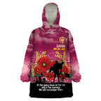 Custom Lions Football ANZAC Wearable Blanket Hoodie Gallipoli Camouflage With Poppies