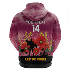 Custom Lions Football ANZAC Zip Hoodie Gallipoli Camouflage With Poppies