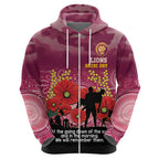Custom Lions Football ANZAC Zip Hoodie Gallipoli Camouflage With Poppies