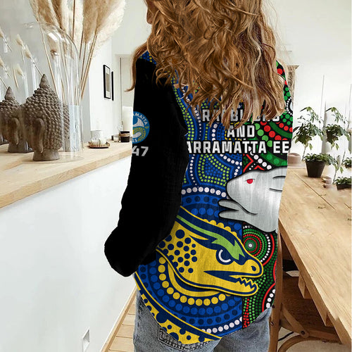 Rabbitohs Mix Eels Rugby Women Casual Shirt Souths And Parra Indigenous LT14