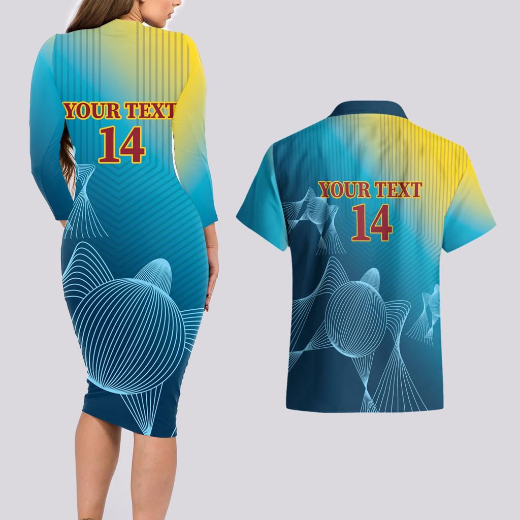 Custom Sri Lanka Cricket Couples Matching Long Sleeve Bodycon Dress and Hawaiian Shirt 2024 World Cup Go The Lions