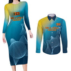 Custom Sri Lanka Cricket Couples Matching Long Sleeve Bodycon Dress and Long Sleeve Button Shirt 2024 World Cup Go The Lions
