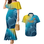 Custom Sri Lanka Cricket Couples Matching Mermaid Dress and Hawaiian Shirt 2024 World Cup Go The Lions