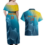 Custom Sri Lanka Cricket Couples Matching Off Shoulder Maxi Dress and Hawaiian Shirt 2024 World Cup Go The Lions
