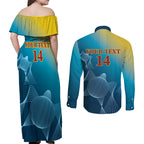 Custom Sri Lanka Cricket Couples Matching Off Shoulder Maxi Dress and Long Sleeve Button Shirt 2024 World Cup Go The Lions