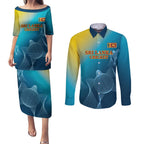 Custom Sri Lanka Cricket Couples Matching Puletasi and Long Sleeve Button Shirt 2024 World Cup Go The Lions