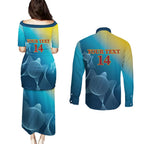 Custom Sri Lanka Cricket Couples Matching Puletasi and Long Sleeve Button Shirt 2024 World Cup Go The Lions