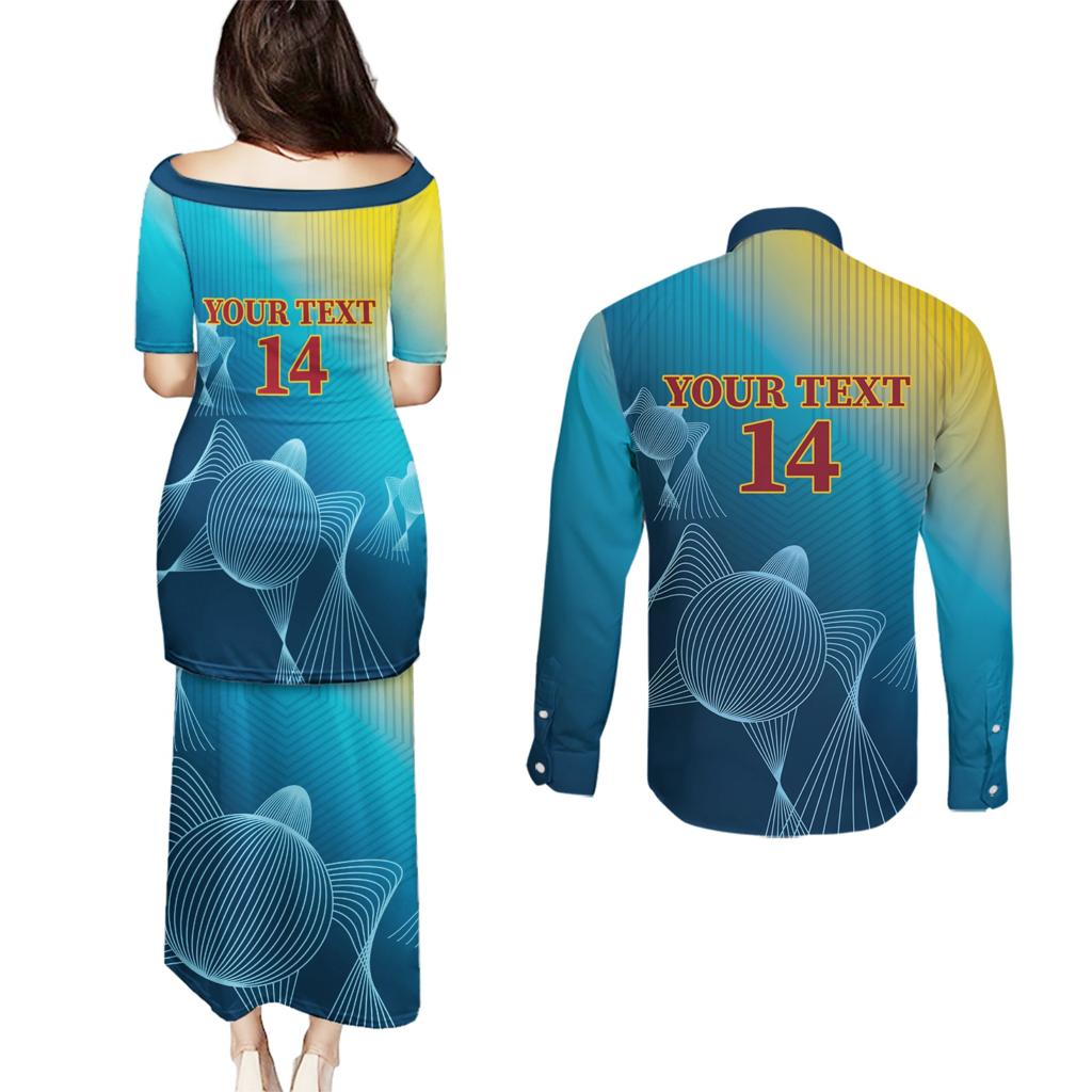 Custom Sri Lanka Cricket Couples Matching Puletasi and Long Sleeve Button Shirt 2024 World Cup Go The Lions