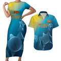 Custom Sri Lanka Cricket Couples Matching Short Sleeve Bodycon Dress and Hawaiian Shirt 2024 World Cup Go The Lions