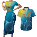 Custom Sri Lanka Cricket Couples Matching Short Sleeve Bodycon Dress and Hawaiian Shirt 2024 World Cup Go The Lions