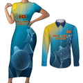 Custom Sri Lanka Cricket Couples Matching Short Sleeve Bodycon Dress and Long Sleeve Button Shirt 2024 World Cup Go The Lions