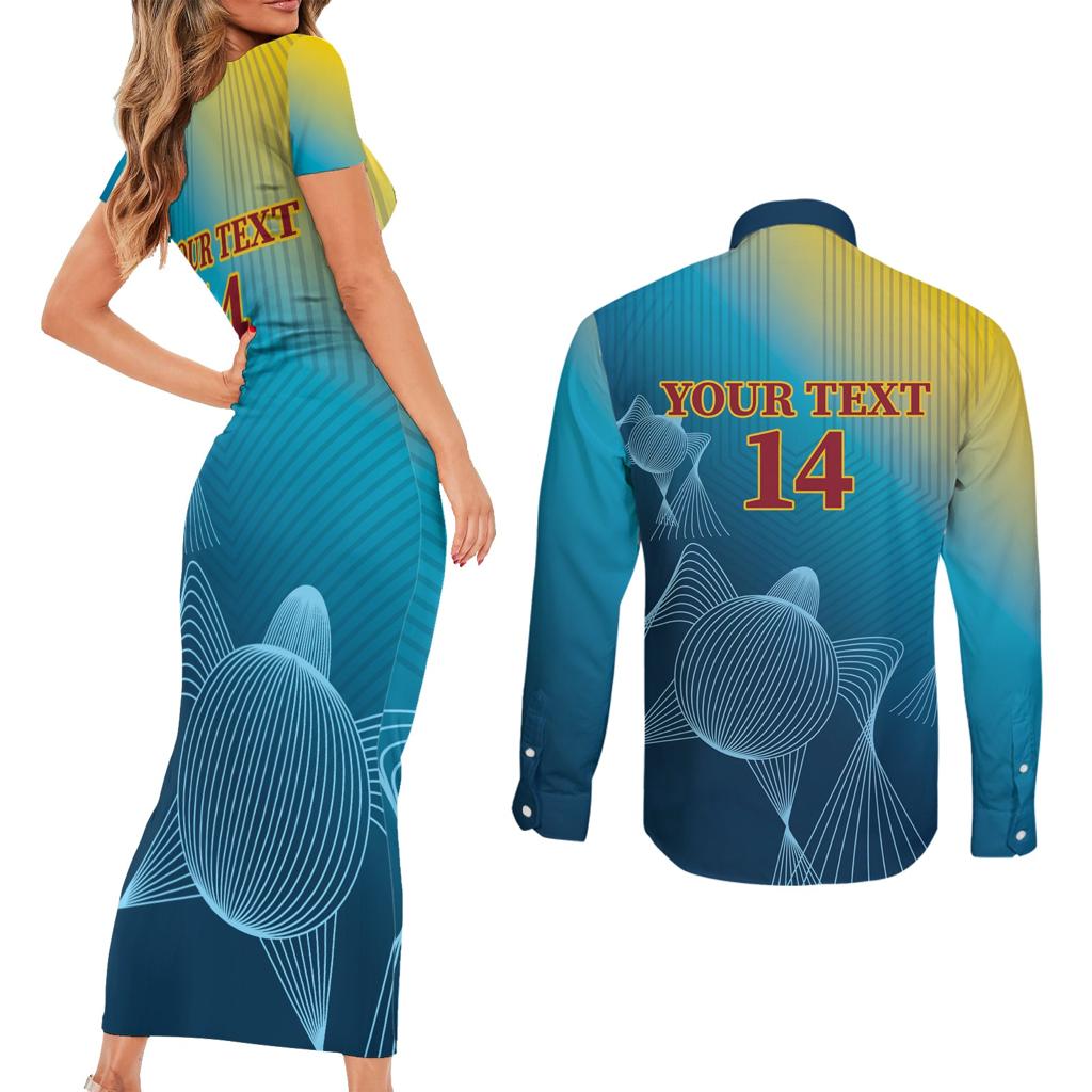 Custom Sri Lanka Cricket Couples Matching Short Sleeve Bodycon Dress and Long Sleeve Button Shirt 2024 World Cup Go The Lions