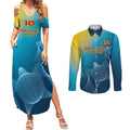 Custom Sri Lanka Cricket Couples Matching Summer Maxi Dress and Long Sleeve Button Shirt 2024 World Cup Go The Lions