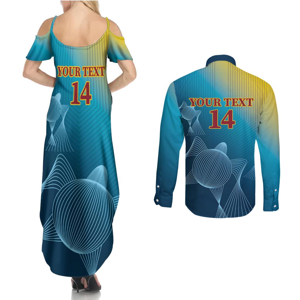 Custom Sri Lanka Cricket Couples Matching Summer Maxi Dress and Long Sleeve Button Shirt 2024 World Cup Go The Lions