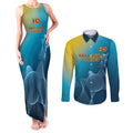 Custom Sri Lanka Cricket Couples Matching Tank Maxi Dress and Long Sleeve Button Shirt 2024 World Cup Go The Lions