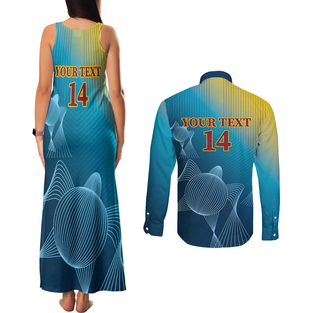 Custom Sri Lanka Cricket Couples Matching Tank Maxi Dress and Long Sleeve Button Shirt 2024 World Cup Go The Lions
