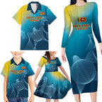 Custom Sri Lanka Cricket Family Matching Long Sleeve Bodycon Dress and Hawaiian Shirt 2024 World Cup Go The Lions