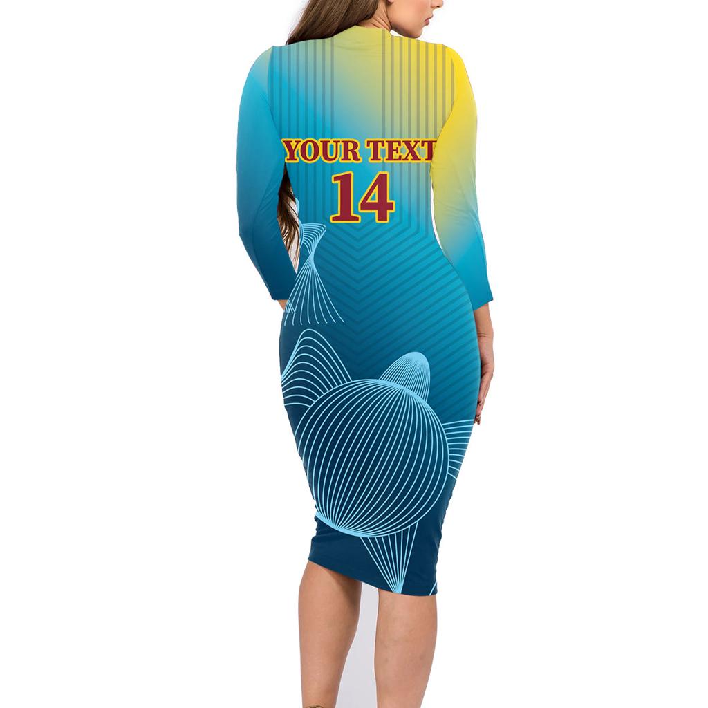Custom Sri Lanka Cricket Family Matching Long Sleeve Bodycon Dress and Hawaiian Shirt 2024 World Cup Go The Lions