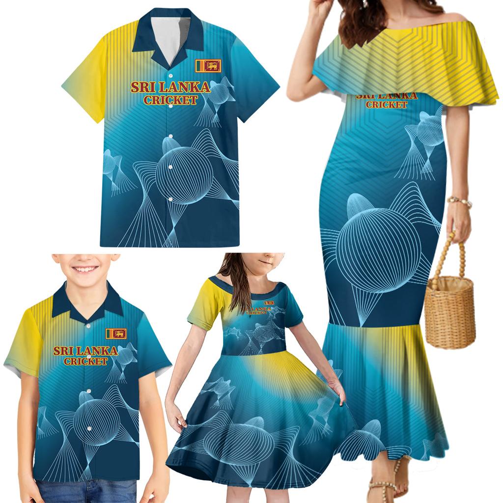 Custom Sri Lanka Cricket Family Matching Mermaid Dress and Hawaiian Shirt 2024 World Cup Go The Lions