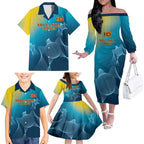 Custom Sri Lanka Cricket Family Matching Off The Shoulder Long Sleeve Dress and Hawaiian Shirt 2024 World Cup Go The Lions