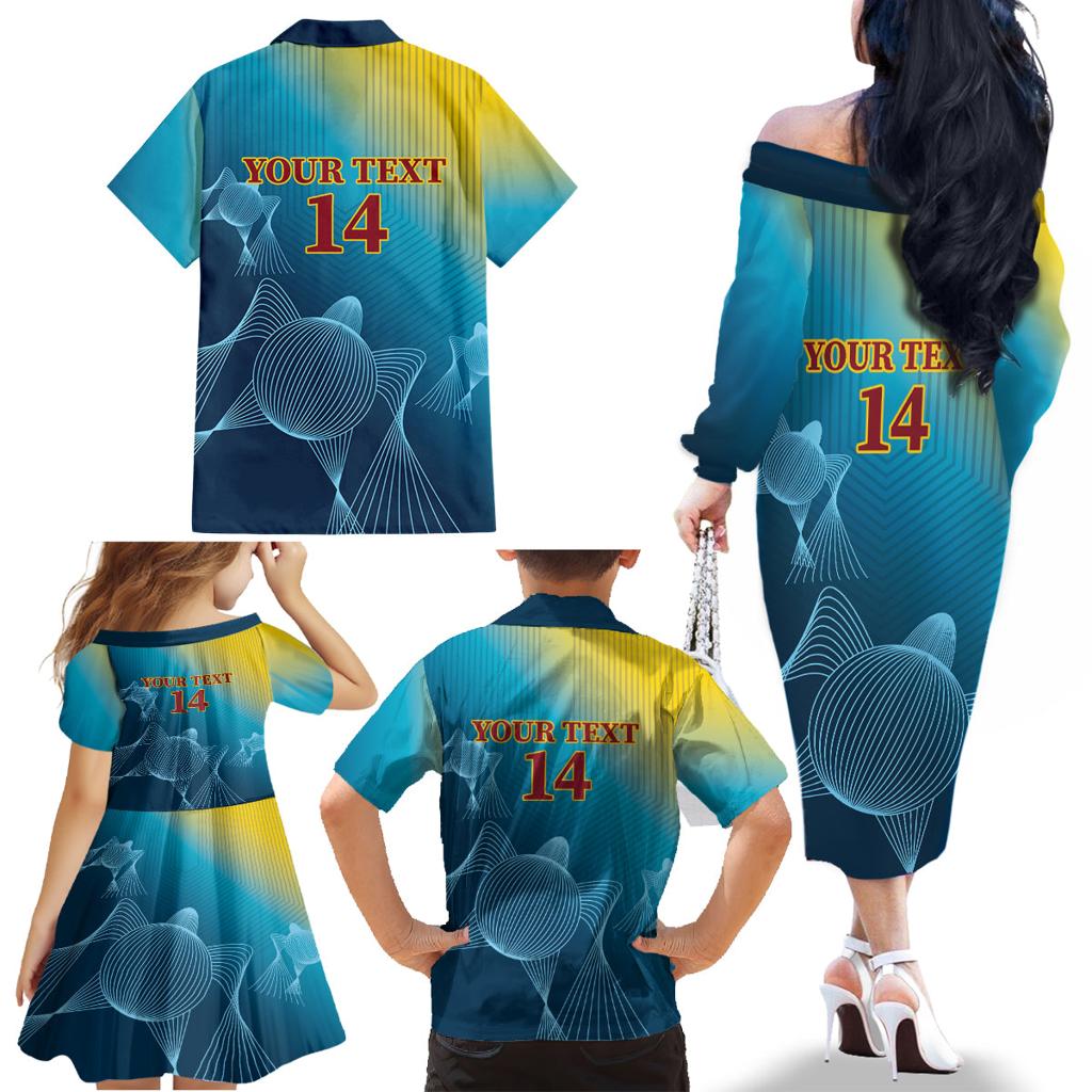 Custom Sri Lanka Cricket Family Matching Off The Shoulder Long Sleeve Dress and Hawaiian Shirt 2024 World Cup Go The Lions
