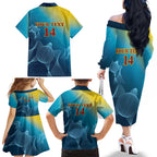 Custom Sri Lanka Cricket Family Matching Off The Shoulder Long Sleeve Dress and Hawaiian Shirt 2024 World Cup Go The Lions
