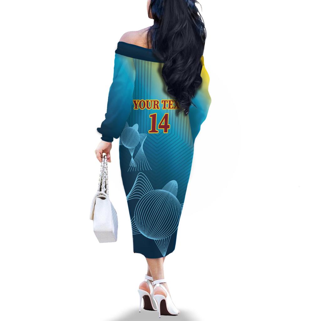 Custom Sri Lanka Cricket Family Matching Off The Shoulder Long Sleeve Dress and Hawaiian Shirt 2024 World Cup Go The Lions