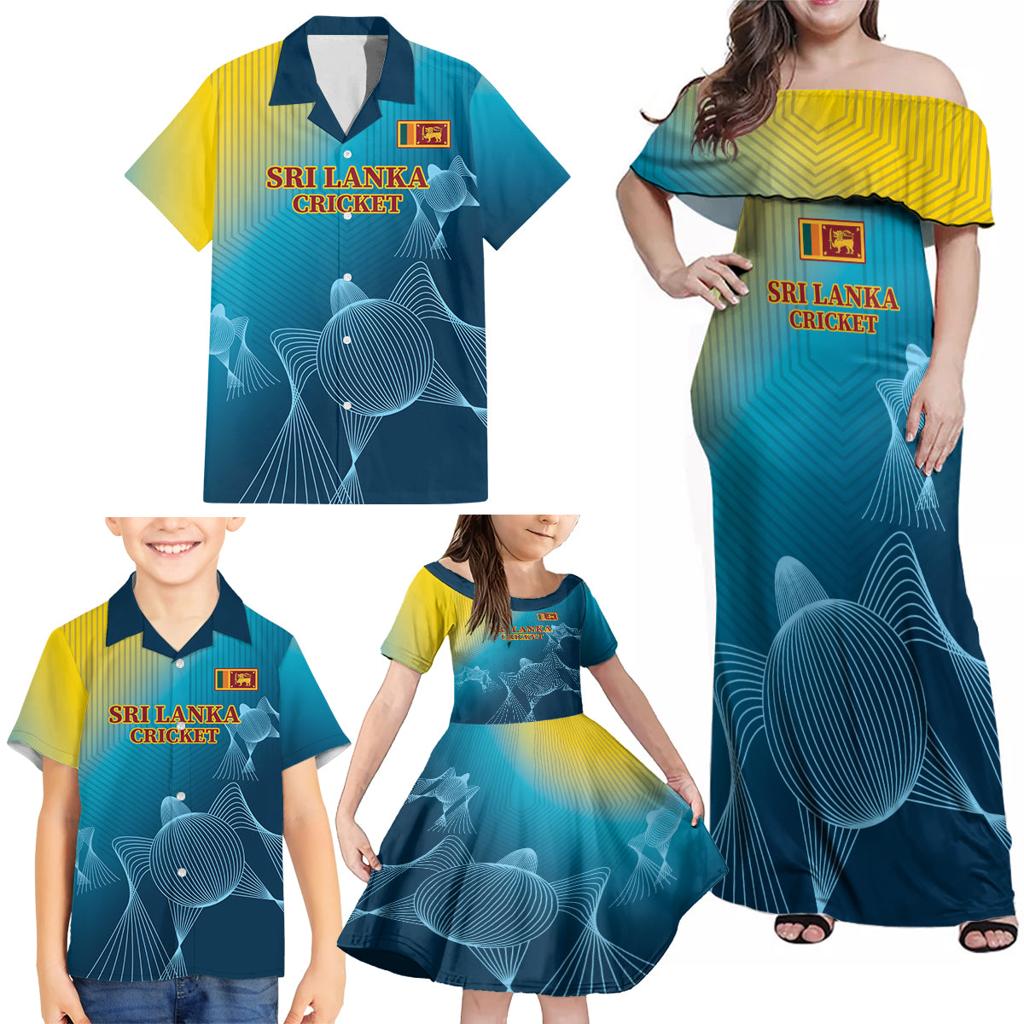 Custom Sri Lanka Cricket Family Matching Off Shoulder Maxi Dress and Hawaiian Shirt 2024 World Cup Go The Lions