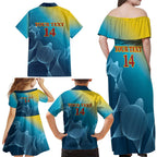 Custom Sri Lanka Cricket Family Matching Off Shoulder Maxi Dress and Hawaiian Shirt 2024 World Cup Go The Lions