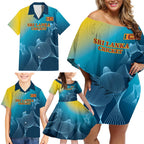 Custom Sri Lanka Cricket Family Matching Off Shoulder Short Dress and Hawaiian Shirt 2024 World Cup Go The Lions