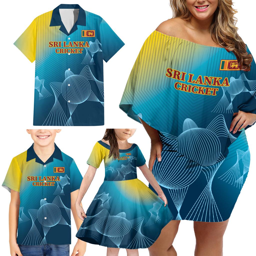 Custom Sri Lanka Cricket Family Matching Off Shoulder Short Dress and Hawaiian Shirt 2024 World Cup Go The Lions