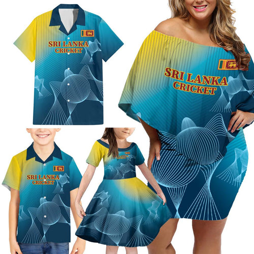 Custom Sri Lanka Cricket Family Matching Off Shoulder Short Dress and Hawaiian Shirt 2024 World Cup Go The Lions